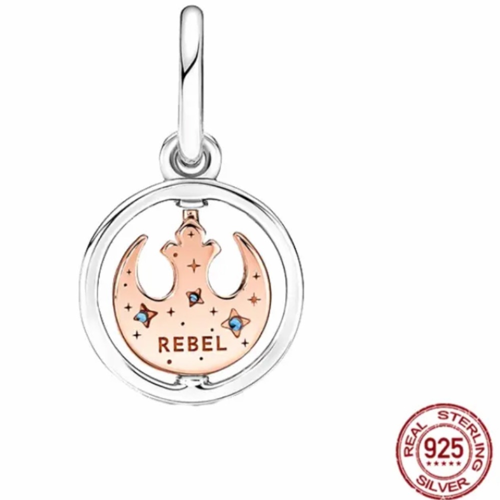 NWOT Disney Star Wars Rebel Alliance Spin Dangle Charm Pendant Silver 925